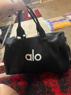 ALO Yoga Black Duffel with White Logo